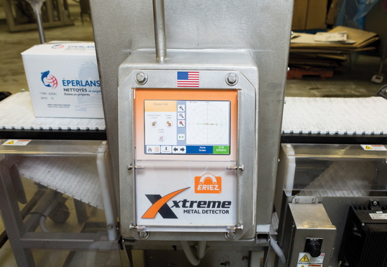 The high-performance Xtreme series metal detection system at the Great Lakes Food plant was custom-engineered with an extra-large aperture to enable a full metal inspection of the larger 10-kilogram boxes used to ship product to the Chinese market.