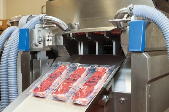 The clear film with a modicum of branding, provides the thermoformed meat packs with superb product visibility.