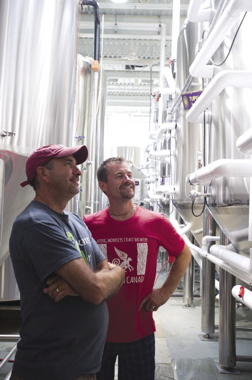 Flying Monkey president Peter Chiodo (left) and automation specialist Chris Mavreas are very happy with the Omron technology that makes its brewing process more consistent.