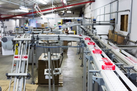 A FlexLink X85 wedge conveyor line at the Grand River Enterprises Ohsweken facility.