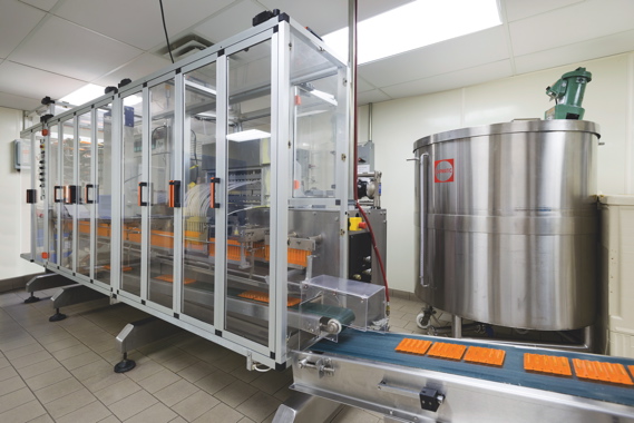 A high-speed, fully-automatic form/fill/seal machine used to produce the popular double-sachet packs (see image below) widely used for sample packs and promotional giveaways.