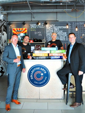  From Left: Joseph Campbell, vice-president of Atlantic Packaging’s Colour Group; Collective Arts Brewing’s co-founder Matt Johnston and chief operating officer Jeff Tkachuk; Atlantic Packaging’s national account executive John Stewart.