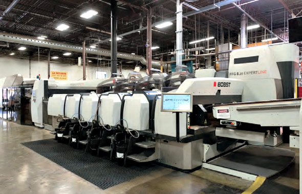 Manufactured by Bobst, the recently-installed 8.20 EXPERTLINE flexo folder-gluer has enabled the Mitchel-Lincoln boxmaking facility to achieve record output speeds.
